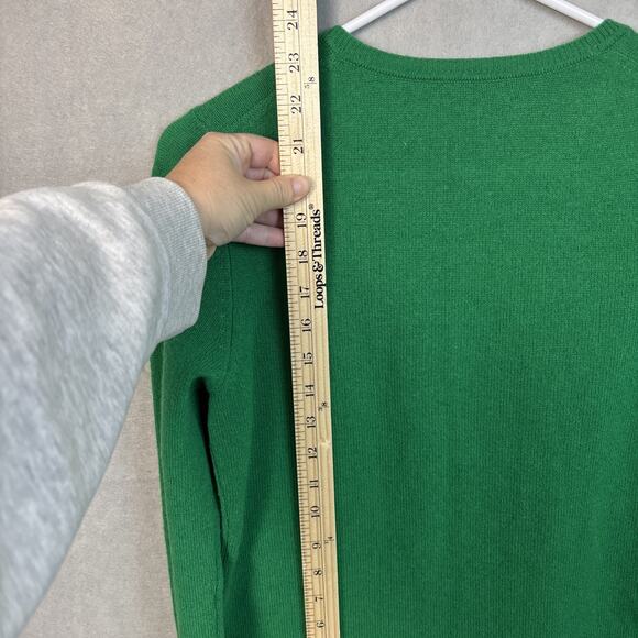 Charter Club Luxury 100% Cashmere Sweater Woman Small Pullover Crew Neck Green - Picture 9 of 9